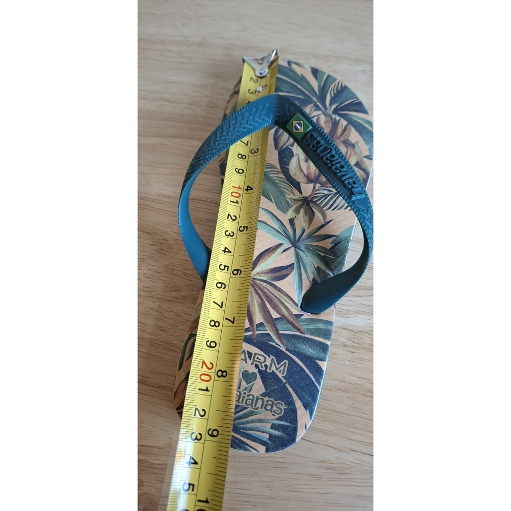 Havaianas x FARM Rio Bananart Teal flip-flops Sz 6W/5M Eur 37/38, Bra 35/36 - Picture 8 of 8